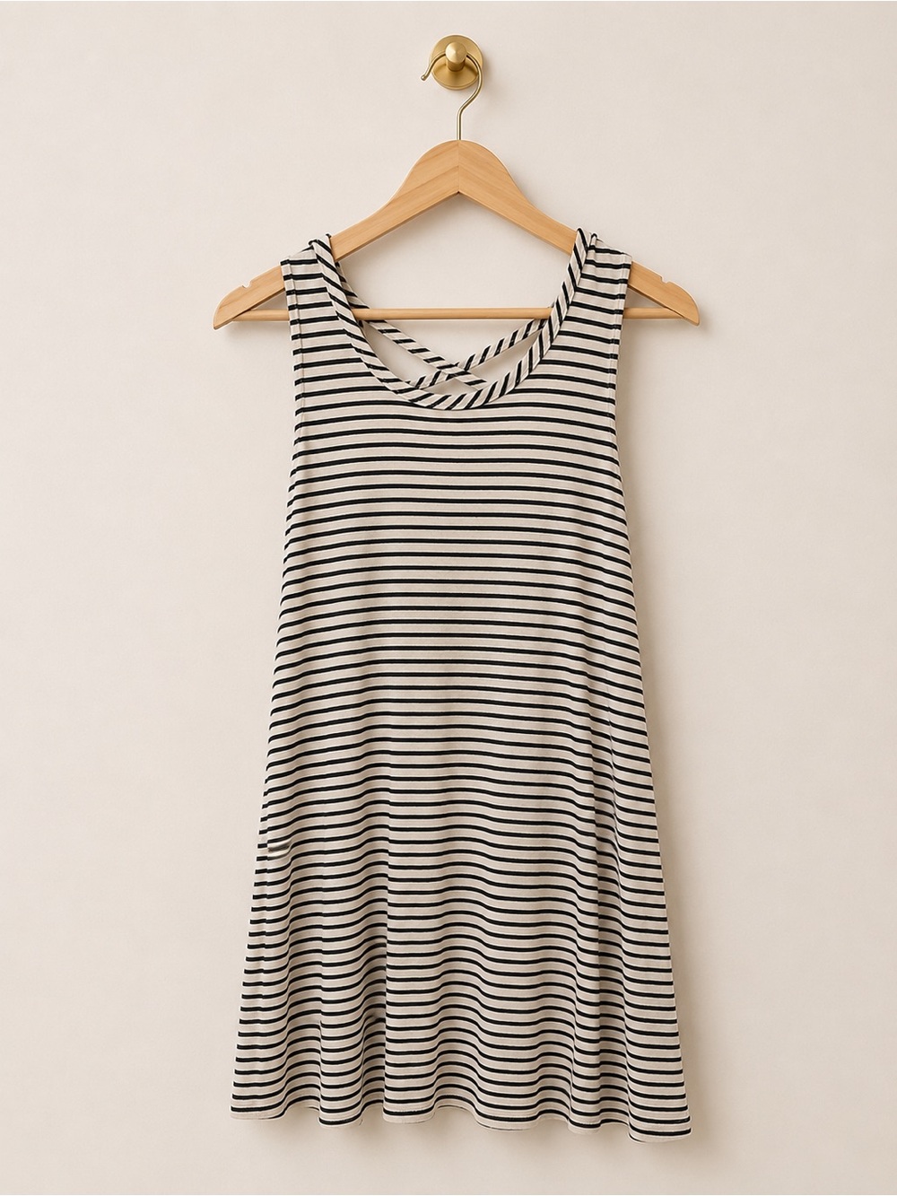 Olivia Rae Striped Swing Dress | Navy & Cream | Crisscross Back (ret. @ $208)